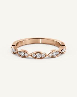 Alliansring Nicole med diamanter i twist-design i i roséguld