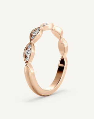 Alliansring Nicole med diamanter i twist-design i roséguld i profil